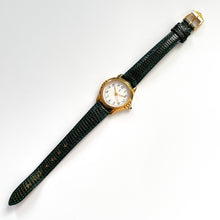 Load image into Gallery viewer, Vintage Yves Saint Laurent Gold-Plated Ladies&#39; Quartz Watch with Dark Green Leather Strap
