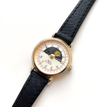 Load image into Gallery viewer, Vintage 90s Ladies&#39; Sarteur La Maitre Sun &amp; Moon Phase Quartz Watch with Black Leather Strap
