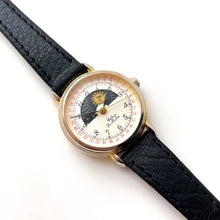 Load image into Gallery viewer, Vintage 90s Ladies&#39; Sarteur La Maitre Sun &amp; Moon Phase Quartz Watch with Black Leather Strap
