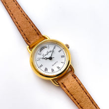 Load image into Gallery viewer, Vintage Ladies&#39; Louifrey Moon Phase Quartz Watch with Light Brown Leather Strap
