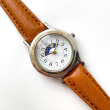 Load image into Gallery viewer, Vintage Ladies&#39; Moon Phase Quartz Watch with Light Brown Leather Strap
