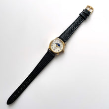 Load image into Gallery viewer, Vintage Constant Sun &amp; Moon Phase Quartz Watch with Black Leather Strap
