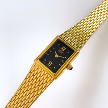 Load image into Gallery viewer, 1990s Ladies&#39; Gold-Plated Seiko Quartz Watch with Black Rectangular Dial
