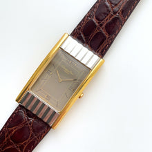 Load image into Gallery viewer, Vintage Christian Dior Two-Tone Gold &amp; Silver Quartz Watch with Brown Leather Strap
