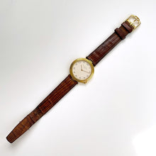 Load image into Gallery viewer, Vintage Christian Dior Gold-Plated Unisex Quartz Watch with Brown Leather Strap
