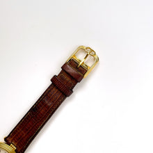 Load image into Gallery viewer, Vintage Christian Dior Gold-Plated Unisex Quartz Watch with Brown Leather Strap
