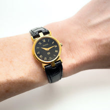 Load image into Gallery viewer, 90s Gold-Plated Ladies&#39; Gucci Quartz Watch with Black Leather Strap - Boxed
