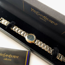 Load image into Gallery viewer, Vintage Boxed 1991 Yves Saint Laurent Ladies&#39; Quartz Watch with Two-Tone Bracelet and Black Dial
