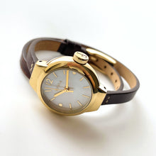 Load image into Gallery viewer, Vintage Furla Quartz Watch with Round Dial and Double Brown Leather Wristband
