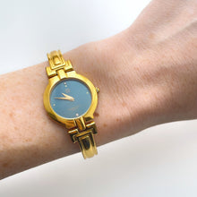 Load image into Gallery viewer, Vintage 1990s Gold-Plated Ladies&#39; Givenchy Bangle Watch with Blue Dial and Quartz Movement
