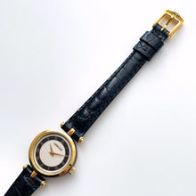 Load image into Gallery viewer, 80s Ladies&#39; Gucci Quartz Watch with Beige and Black Dial and Leather Strap - Boxed
