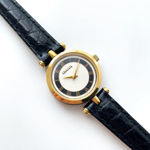 Load image into Gallery viewer, 80s Ladies&#39; Gucci Quartz Watch with Beige and Black Dial and Leather Strap - Boxed
