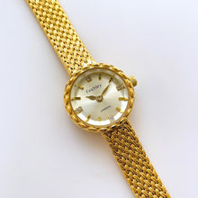 Load image into Gallery viewer, Elegant 24k Gold-Plated Ladies&#39; Finchley Quartz Watch with Small Round Dial and Faceted Glass
