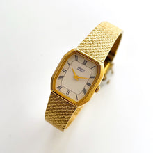 Load image into Gallery viewer, 1990s Ladies&#39; Gold-Plated Seiko Quartz Watch with White Octagon Dial
