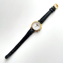 Load image into Gallery viewer, Vintage 90s Ladies&#39; Milan Sun &amp; Moon Phase Quartz Watch with Black Leather Strap
