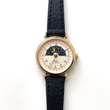 Load image into Gallery viewer, Vintage 90s Ladies&#39; Sarteur La Maitre Sun &amp; Moon Phase Quartz Watch with Black Leather Strap
