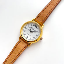 Load image into Gallery viewer, Vintage Ladies&#39; Louifrey Moon Phase Quartz Watch with Light Brown Leather Strap
