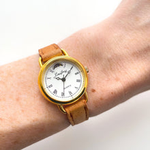 Load image into Gallery viewer, Vintage Ladies&#39; Louifrey Moon Phase Quartz Watch with Light Brown Leather Strap
