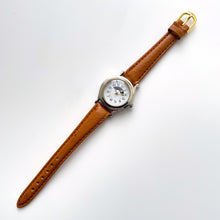 Load image into Gallery viewer, Vintage Ladies&#39; Moon Phase Quartz Watch with Light Brown Leather Strap
