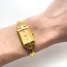 Load image into Gallery viewer, Vintage 1990s Gold-Plated Ladies&#39; Givenchy Bangle Quartz Watch with Rectangular Dial
