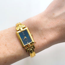 Load image into Gallery viewer, Vintage 1990s Gold-Plated Ladies&#39; Givenchy Bangle Watch with Blue Dial and Quartz Movement
