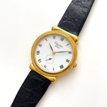 Load image into Gallery viewer, Vintage Christian Dior Gold-Plated Ladies&#39; Quartz Watch with Black Leather Strap
