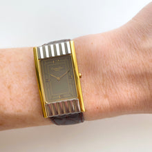 Load image into Gallery viewer, Vintage Christian Dior Two-Tone Gold &amp; Silver Quartz Watch with Brown Leather Strap
