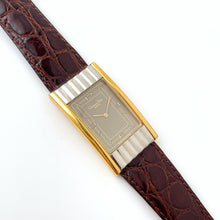 Load image into Gallery viewer, Vintage Christian Dior Two-Tone Gold &amp; Silver Quartz Watch with Brown Leather Strap
