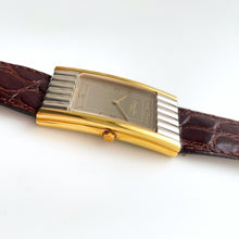 Load image into Gallery viewer, Vintage Christian Dior Two-Tone Gold &amp; Silver Quartz Watch with Brown Leather Strap
