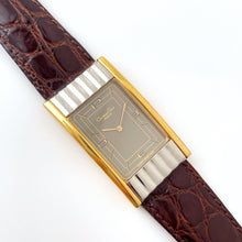 Load image into Gallery viewer, Vintage Christian Dior Two-Tone Gold &amp; Silver Quartz Watch with Brown Leather Strap
