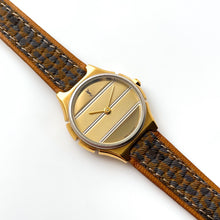 Load image into Gallery viewer, Vintage Yves Saint Laurent Gold-Plated Ladies&#39; Quartz Watch with Textured Green Leather Strap
