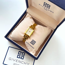 Load image into Gallery viewer, Vintage 1990s Gold-Plated Ladies&#39; Givenchy Bangle Quartz Watch with Rectangular Dial
