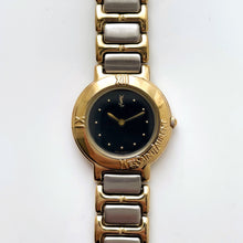 Load image into Gallery viewer, Vintage Boxed 1991 Yves Saint Laurent Ladies&#39; Quartz Watch with Two-Tone Bracelet and Black Dial
