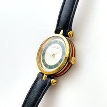 Load image into Gallery viewer, Vintage 1990 Ladies&#39; Gucci Stack Quartz Watch with Green and Beige Dial
