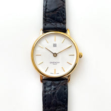 Load image into Gallery viewer, Vintage 1990s Gold-Plated Ladies&#39; Givenchy Quartz Watch with Black Leather Strap
