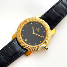 Load image into Gallery viewer, Vintage 90s Unisex Gold-Plated Fendi Quartz Watch with Black Dial
