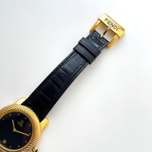 Load image into Gallery viewer, Vintage 90s Unisex Gold-Plated Fendi Quartz Watch with Black Dial
