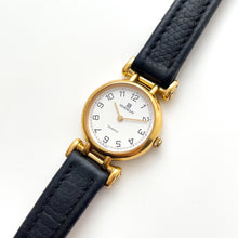 Load image into Gallery viewer, Vintage 1990s Gold-Plated Ladies&#39; Givenchy Quartz Watch with Black Leather Strap
