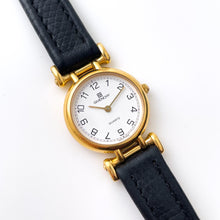 Load image into Gallery viewer, Vintage 1990s Gold-Plated Ladies&#39; Givenchy Quartz Watch with Black Leather Strap
