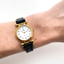 Load image into Gallery viewer, Vintage 1990s Gold-Plated Ladies&#39; Givenchy Quartz Watch with Black Leather Strap
