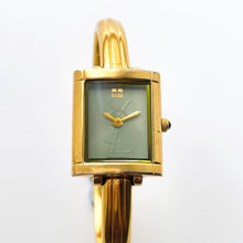 Load image into Gallery viewer, Vintage 90s Yves Saint Laurent Ladies&#39; Bangle Style Quartz Watch with Gold-Tone Bracelet and Green Dial
