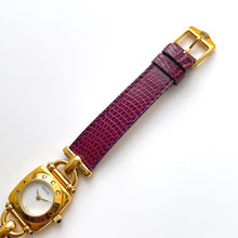 Load image into Gallery viewer, 1990s Gucci Quartz Watch with White Dial and Leather Strap
