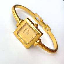 Load image into Gallery viewer, 90s Gold-Plated Gucci Bangle Quartz Watch with Square Dial
