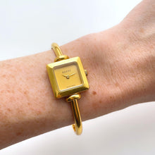 Load image into Gallery viewer, 90s Gold-Plated Gucci Bangle Quartz Watch with Square Dial
