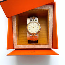 Load image into Gallery viewer, Vintage Two-Tone Hermès Profile Unisex Quartz Watch with Round Beige Dial
