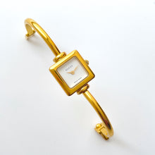 Load image into Gallery viewer, 90s Ladies&#39; Gold-Plated Gucci Bangle Quartz Watch with White Square Dial
