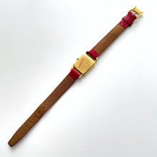 Load image into Gallery viewer, Vintage 1990s Gold-Plated Ladies&#39; Nina Ricci Quartz Watch with Red Leather Strap
