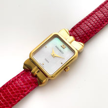 Load image into Gallery viewer, Vintage 1990s Gold-Plated Ladies&#39; Nina Ricci Quartz Watch with Red Leather Strap
