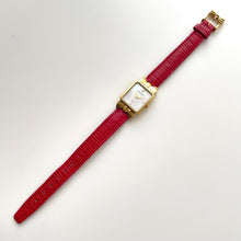 Load image into Gallery viewer, Vintage 1990s Gold-Plated Ladies&#39; Nina Ricci Quartz Watch with Red Leather Strap
