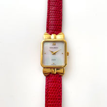 Load image into Gallery viewer, Vintage 1990s Gold-Plated Ladies&#39; Nina Ricci Quartz Watch with Red Leather Strap
